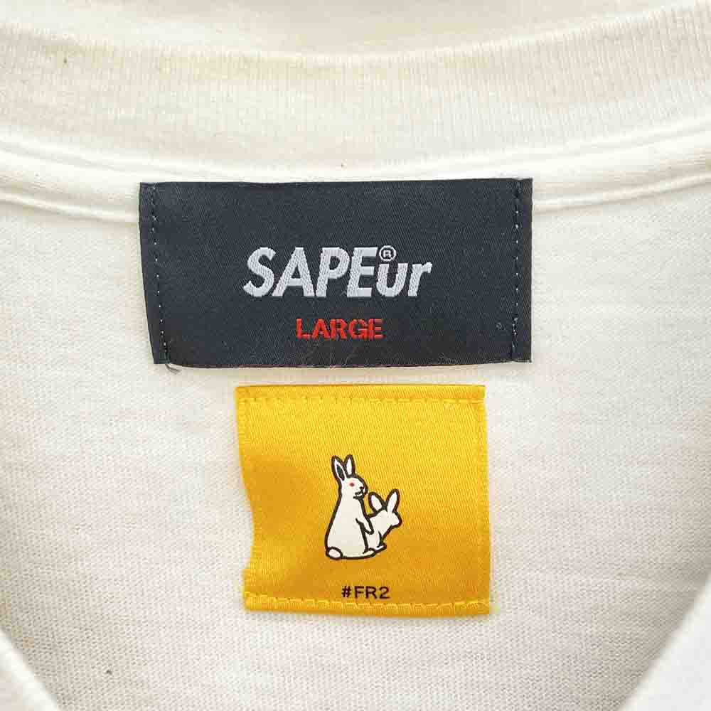 SAPEUR サプール × FR2 エフアールツー Smoking Kills DOCO L/S ロゴプリント 長袖 Tシャツ カットソー ホワイト系 L【中古】