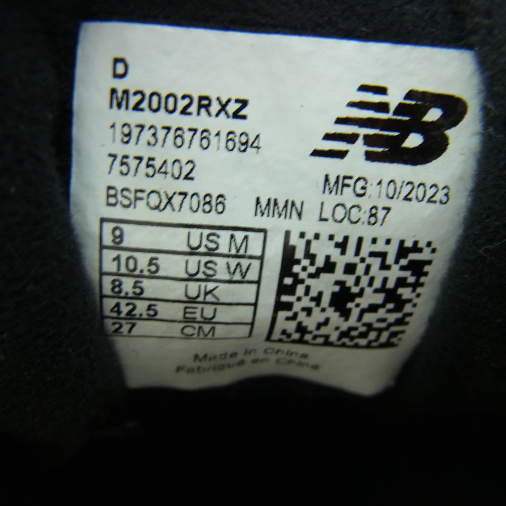 NEW BALANCE ニューバランス M2002RXZ ×JJJJound ジョウンド 2002R GORE-TEX Charcoal 2002R ゴアテックス ローカット スニーカー ダークグレー系 27cm【中古】