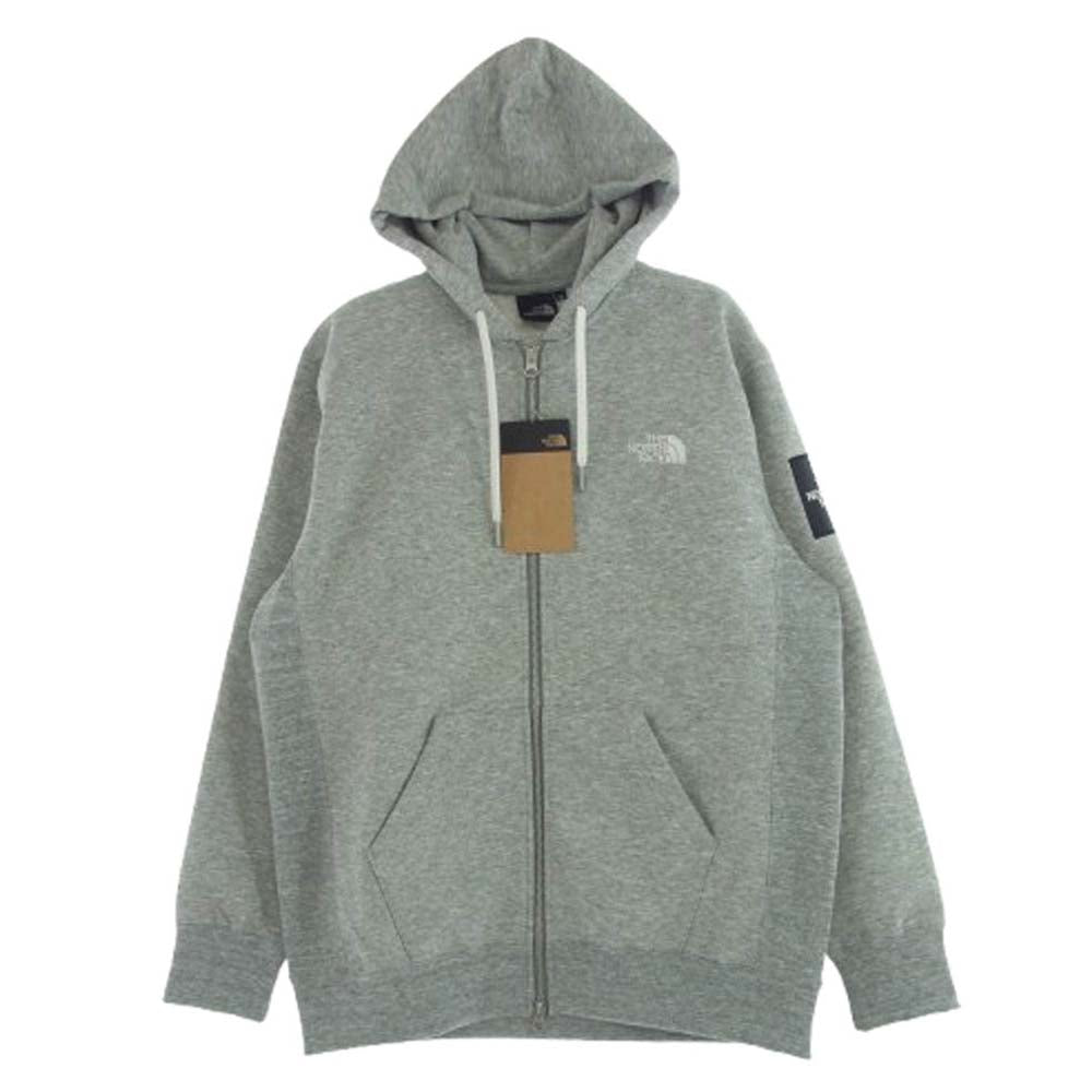 THE NORTH FACE ノースフェイス NT62349 SQUARE LOGO FULL ZIP スクエアロゴ フルジップ フーディー パーカー グレー系 M【新古品】【未使用】【中古】