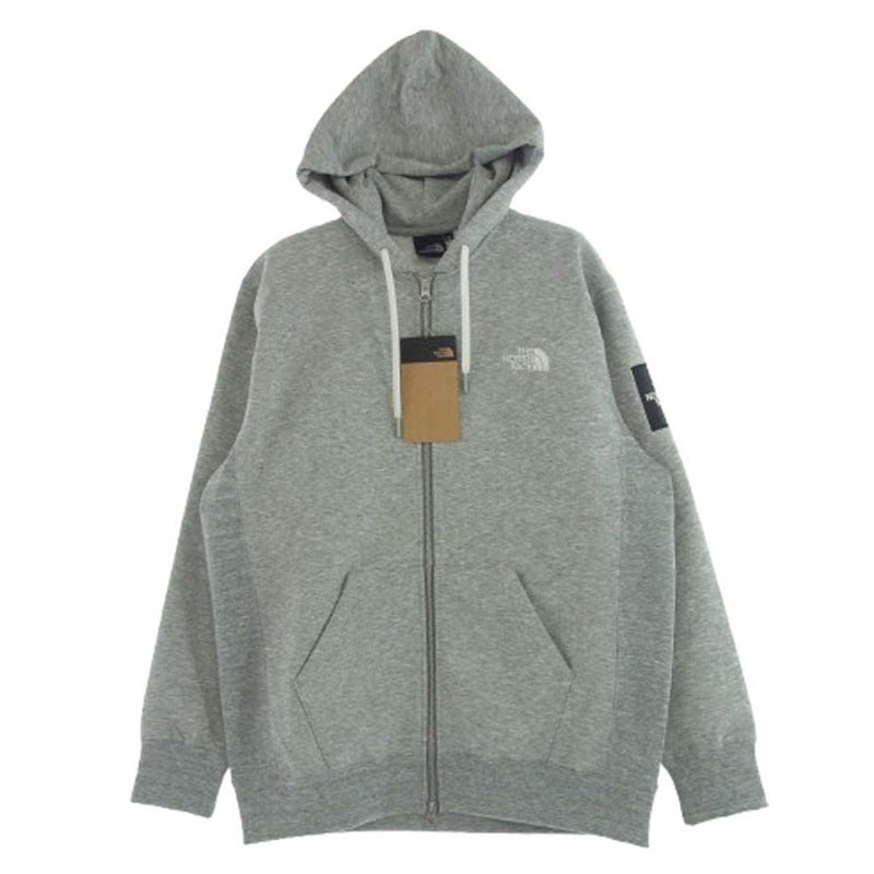 THE NORTH FACE ノースフェイス NT62349 SQUARE LOGO FULL ZIP スクエアロゴ フルジップ フーディー パーカー グレー系 M【新古品】【未使用】【中古】