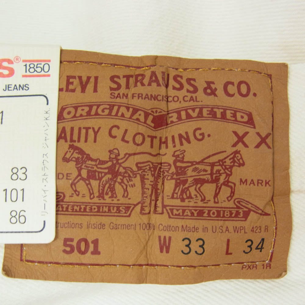 Levi's リーバイス 501-0651 90s 93年 USA製 ボタン裏刻印552 サンアンジェロ工場 501 ホワイトデニム パンツ ホワイト系 33【新古品】【未使用】【中古】