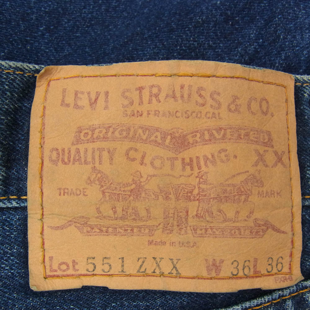 Levi's リーバイス 90s 98年 バレンシア工場製 551ZXX デニム パンツ インディゴブルー系 36【中古】