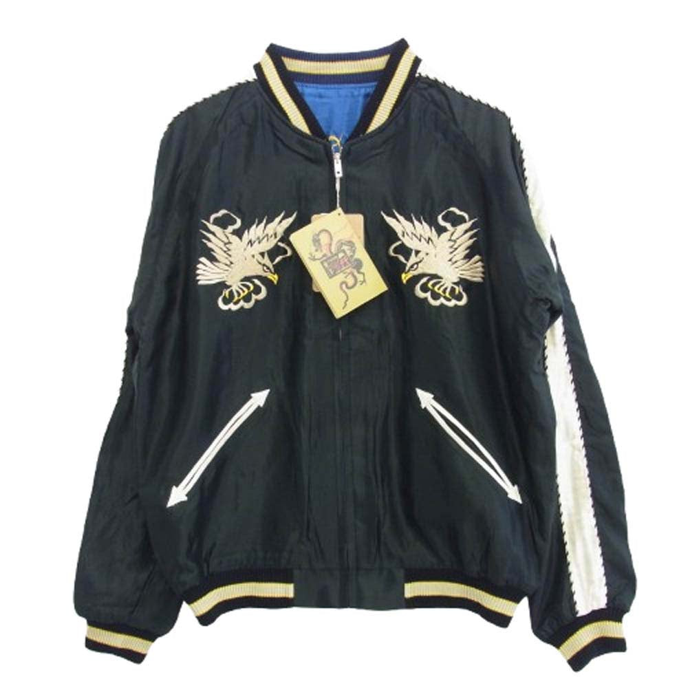 TAILOR TOYO テイラー東洋 TT15491 Mid 1950s Style Acetate Souvenir Jacket WHITE EAGLE × GOLD DRAGON 鷲 龍 虎 富士 リバーシブル スカジャン ジャケット ブラック系 L【新古品】【未使用】【中古】