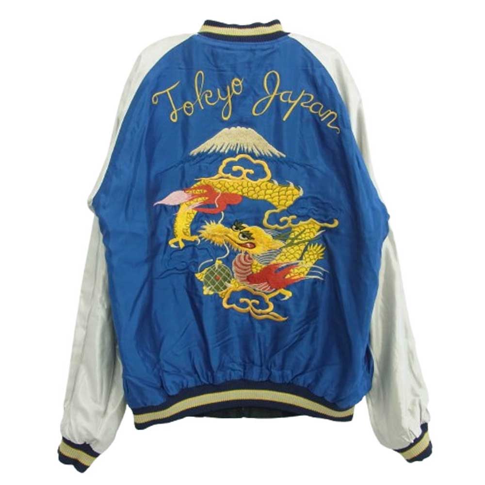 TAILOR TOYO テイラー東洋 TT15491 Mid 1950s Style Acetate Souvenir Jacket WHITE EAGLE × GOLD DRAGON 鷲 龍 虎 富士 リバーシブル スカジャン ジャケット ブラック系 L【新古品】【未使用】【中古】