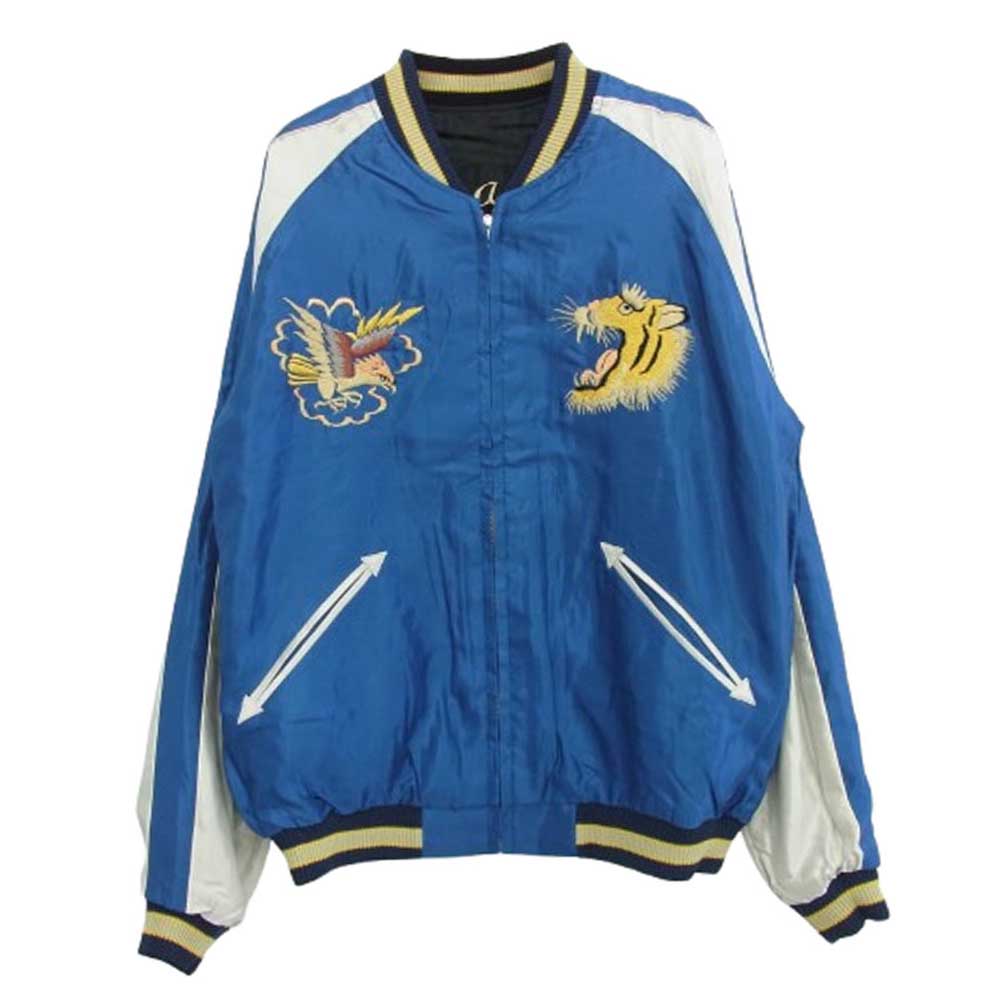 TAILOR TOYO テイラー東洋 TT15491 Mid 1950s Style Acetate Souvenir Jacket WHITE EAGLE × GOLD DRAGON 鷲 龍 虎 富士 リバーシブル スカジャン ジャケット ブラック系 L【新古品】【未使用】【中古】