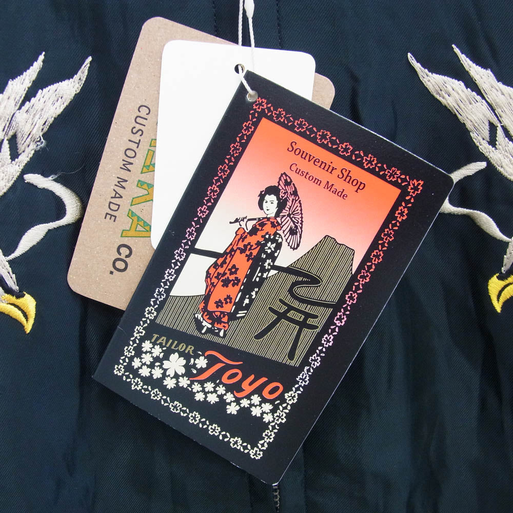 TAILOR TOYO テイラー東洋 TT15491 Mid 1950s Style Acetate Souvenir Jacket WHITE EAGLE × GOLD DRAGON 鷲 龍 虎 富士 リバーシブル スカジャン ジャケット ブラック系 L【新古品】【未使用】【中古】