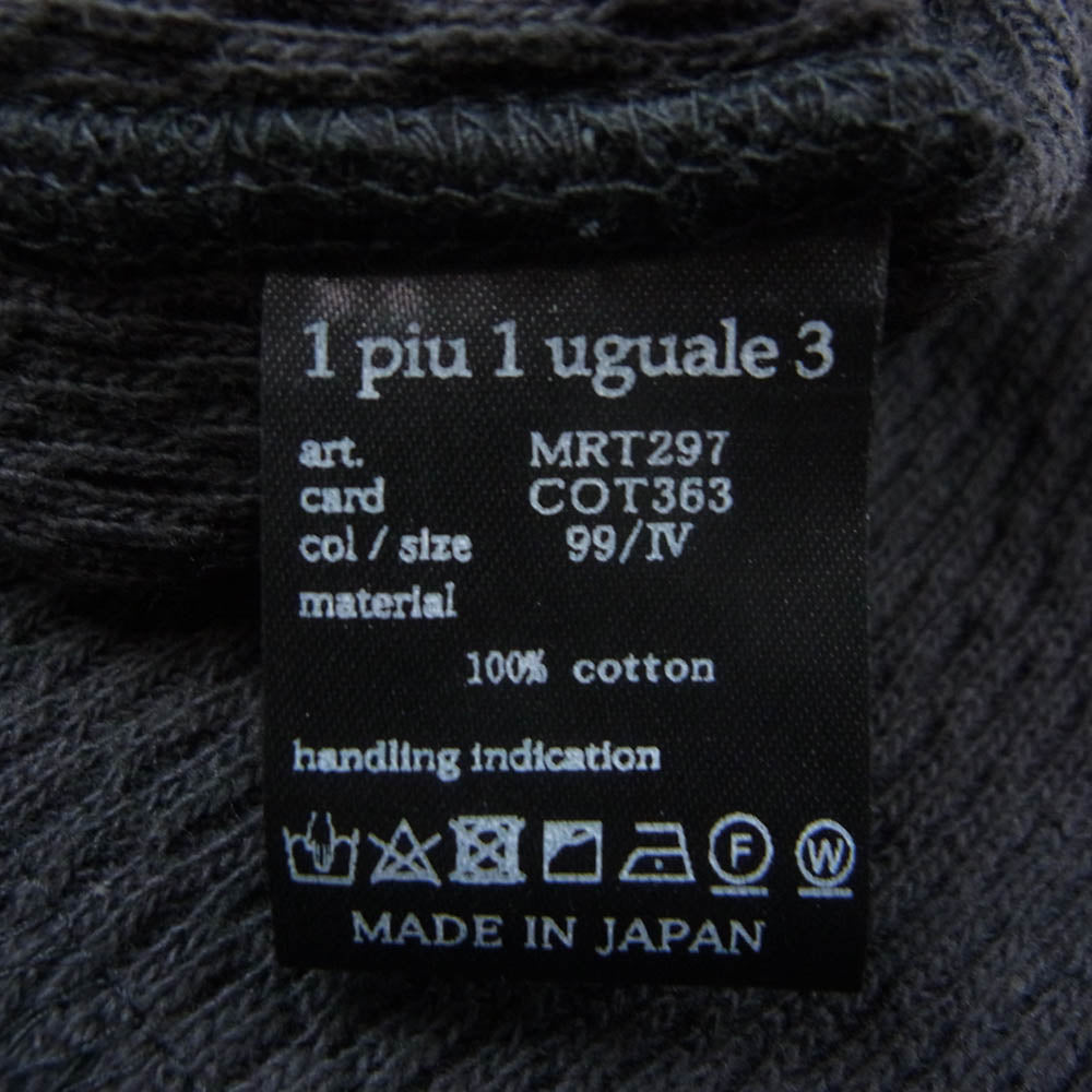 1piu1uguale3 ウノピュウノウグァーレトレ MRT297 COT363 LS CREW ハニカムサーマル 長袖 カットソー Tシャツ ブラック系 6【中古】