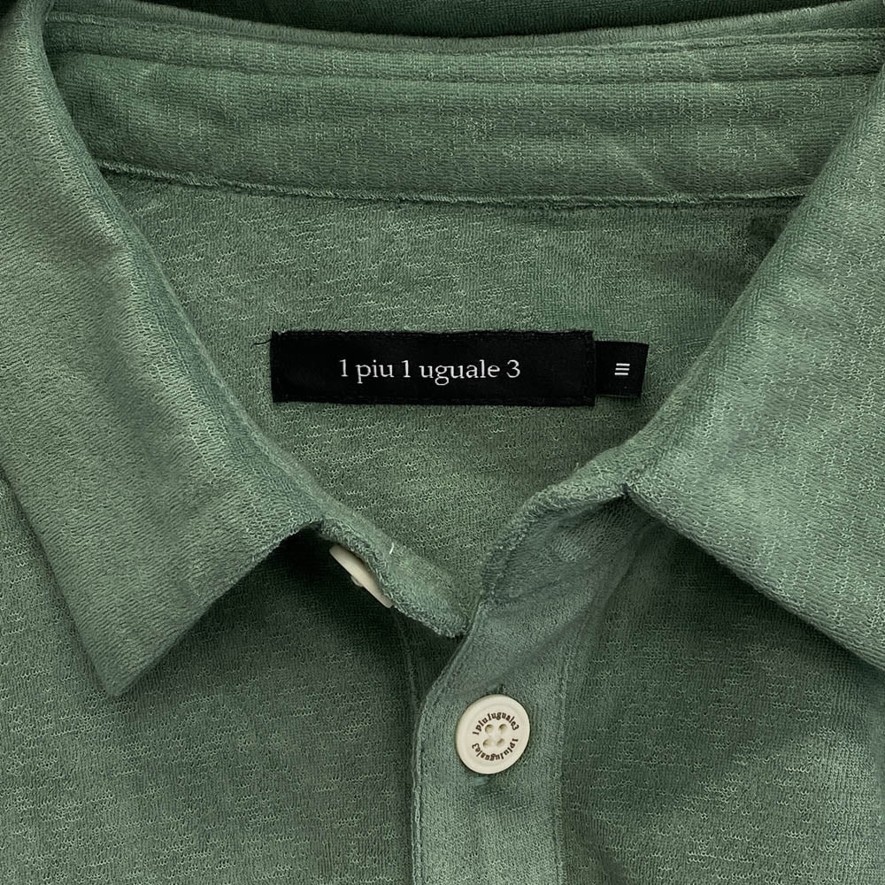 1piu1uguale3 ウノピュウノウグァーレトレ MRT338 POE471 BIG POLO ビッグ オーバーサイズ 反訴で ポロシャツ グリーン系【中古】