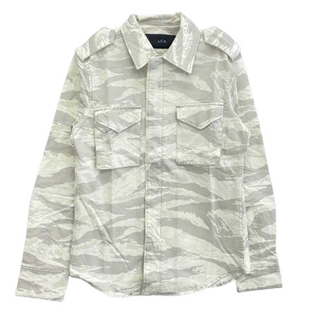 AKM エイケイエム S076 グログラン タイガー カモ ジャケット 長袖 シャツ ホワイト系 M【中古】