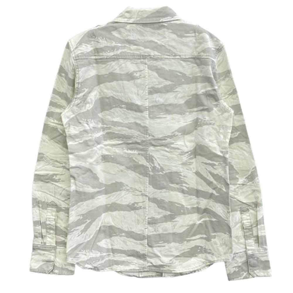 AKM エイケイエム S076 グログラン タイガー カモ ジャケット 長袖 シャツ ホワイト系 M【中古】