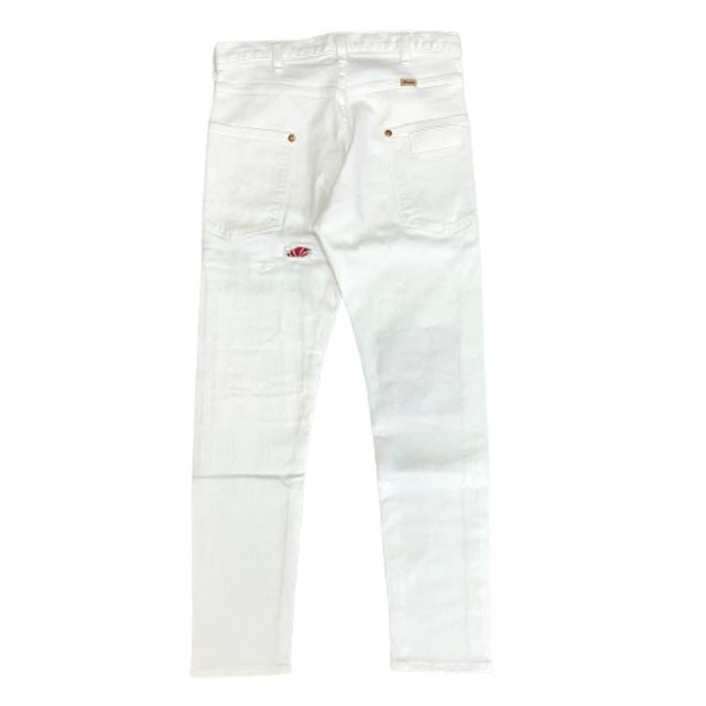 AKM エイケイエム WS0037 × Wrangler ラングラー ダメージ加工 バンダナ柄 デニム パンツ ホワイト系 M【中古】