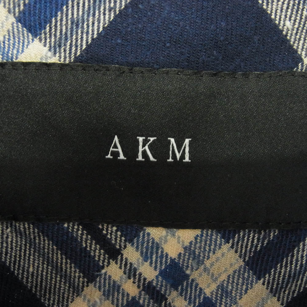 AKM エイケイエム S094 PATCHWORK CHECK WESTERN パッチワーク チェック ウエスタン シャツ ネイビー系 M【中古】