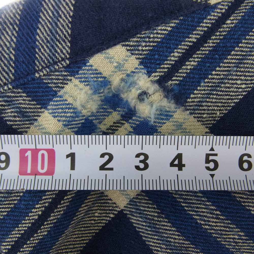 AKM エイケイエム S094 PATCHWORK CHECK WESTERN パッチワーク チェック ウエスタン シャツ ネイビー系 M【中古】
