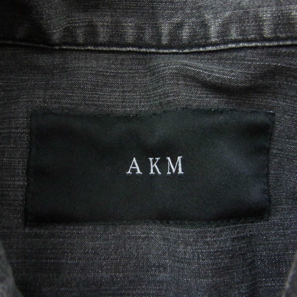 AKM エイケイエム S072 STRETCH DENIM 7oz PATCHWORK WESTERN パッチワーク ストレッチデニム ウエスタン シャツ ブラック系 L【中古】