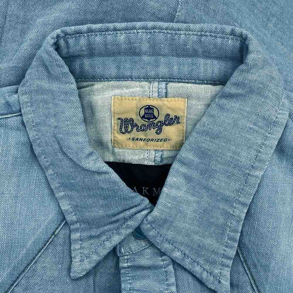 AKM エイケイエム WS9006 × Wrangler ラングラー Wガーゼ デニム ウエスタン シャツ ライトブルー系 M【中古】