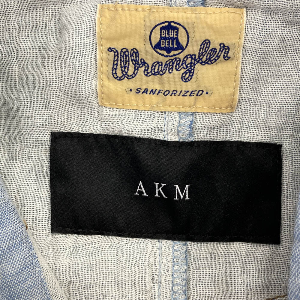 AKM エイケイエム WS9006 × Wrangler ラングラー Wガーゼ デニム ウエスタン シャツ ライトブルー系 M【中古】