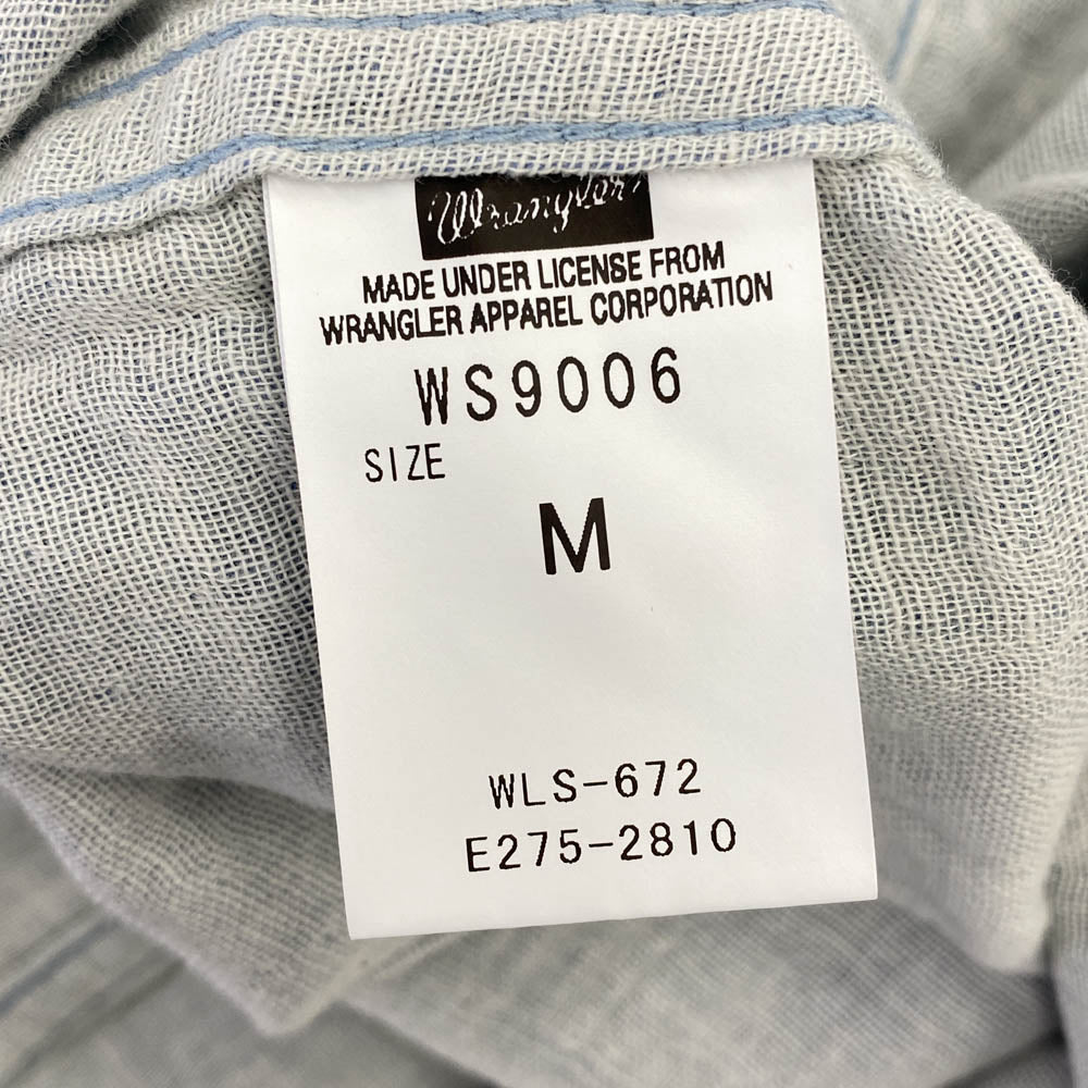 AKM エイケイエム WS9006 × Wrangler ラングラー Wガーゼ デニム ウエスタン シャツ ライトブルー系 M【中古】