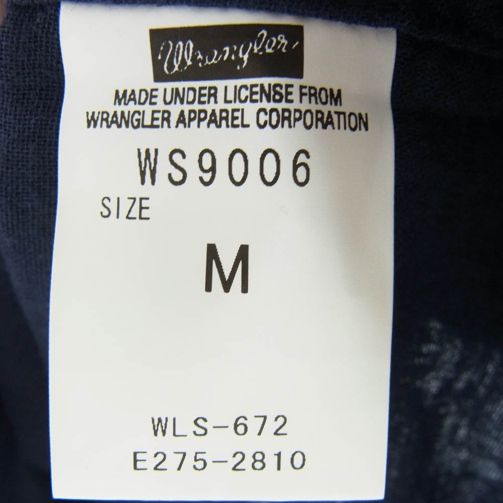 AKM エイケイエム WS9006 × Wrangler ラングラー Wガーゼ デニム ウエスタン シャツ ネイビー系 M【中古】