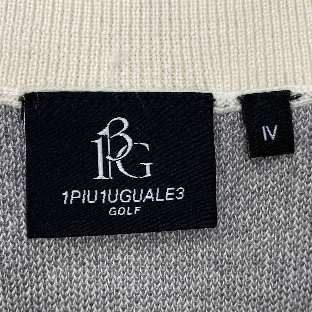 1piu1uguale3 ウノピュウノウグァーレトレ GRK068 WOA018 G.KNITVEST MESSAGGIO ロゴジャカード ニット ベスト オフホワイト系 グレー系 4【中古】