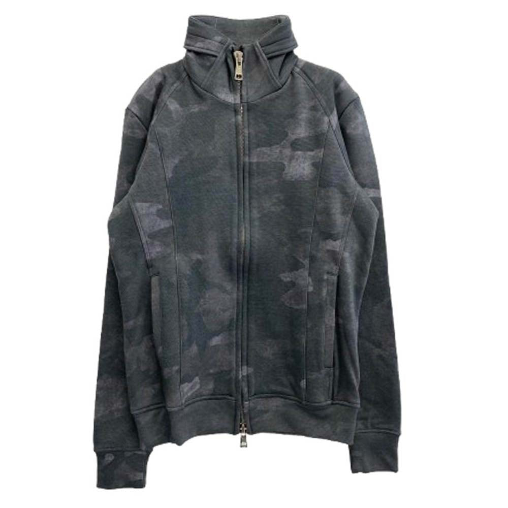 AKM エイケイエム J119 stand-up collar jersey カモフラ ラフィー スウェット スタンドカラー トラックジャケット グレー系 M【中古】