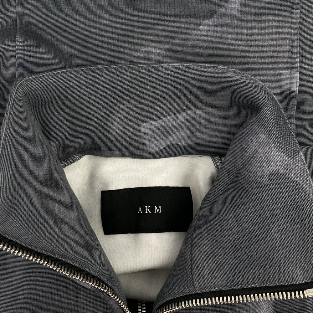 AKM エイケイエム J119 stand-up collar jersey カモフラ ラフィー スウェット スタンドカラー トラックジャケット グレー系 M【中古】