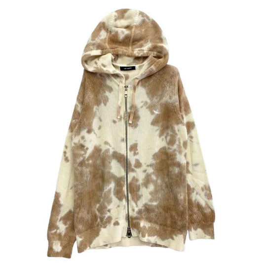 1piu1uguale3 ウノピュウノウグァーレトレ MRK253 COT386 RAGLAN ZIP PARKA TIE DYE KNIT ラグラン タイダイ ニット ジップ パーカー ブラウン系 3【中古】