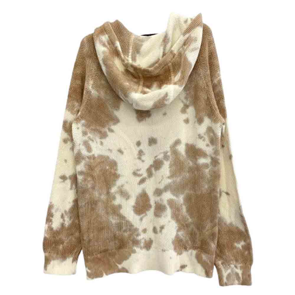 1piu1uguale3 ウノピュウノウグァーレトレ MRK253 COT386 RAGLAN ZIP PARKA TIE DYE KNIT ラグラン タイダイ ニット ジップ パーカー ブラウン系 3【中古】