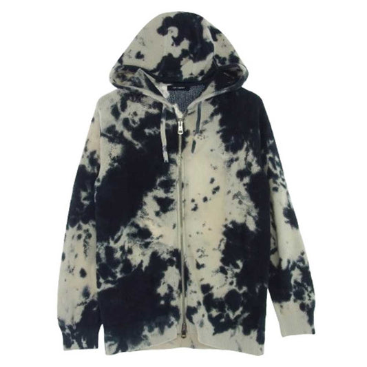 1piu1uguale3 ウノピュウノウグァーレトレ MRK253 COT386 RAGLAN ZIP PARKA TIE DYE KNIT ラグラン タイダイ ニット ジップ パーカー ネイビー系 3【中古】