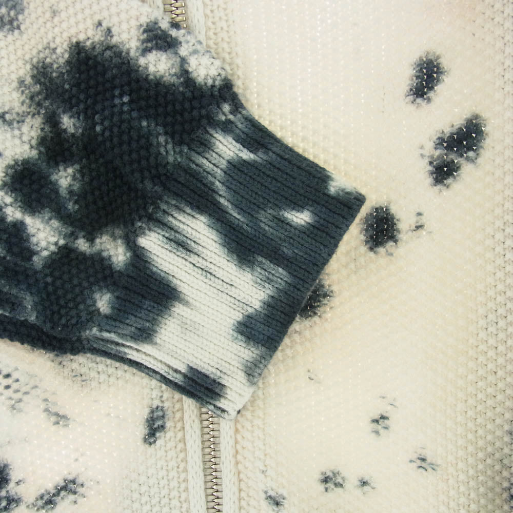 1piu1uguale3 ウノピュウノウグァーレトレ MRK253 COT386 RAGLAN ZIP PARKA TIE DYE KNIT ラグラン タイダイ ニット ジップ パーカー ネイビー系 3【中古】