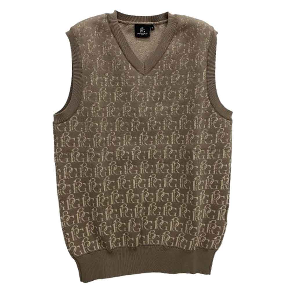1piu1uguale3 ウノピュウノウグァーレトレ GRK048 POE426 GOLF ゴルフ ロゴジャカード Vネック ニット ベスト ブラウン系 3【中古】