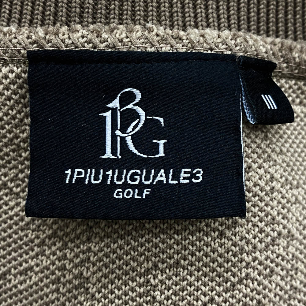 1piu1uguale3 ウノピュウノウグァーレトレ GRK048 POE426 GOLF ゴルフ ロゴジャカード Vネック ニット ベスト ブラウン系 3【中古】