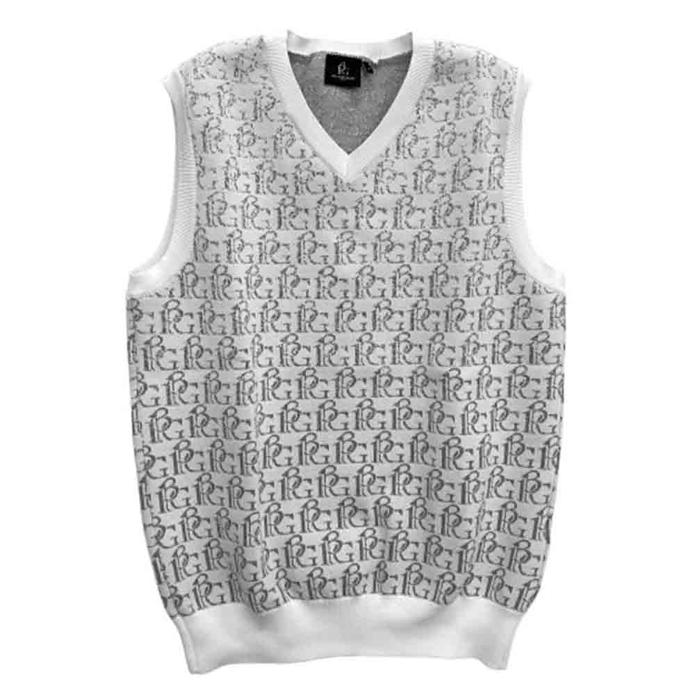 1piu1uguale3 ウノピュウノウグァーレトレ GRK048 POE426 GOLF ゴルフ ロゴジャカード Vネック ニット ベスト ホワイト系 4【中古】