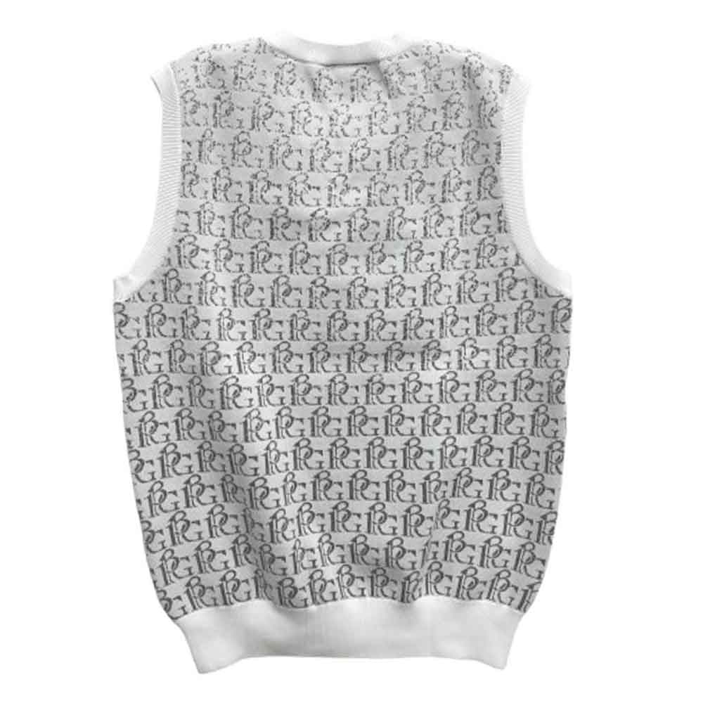 1piu1uguale3 ウノピュウノウグァーレトレ GRK048 POE426 GOLF ゴルフ ロゴジャカード Vネック ニット ベスト ホワイト系 4【中古】