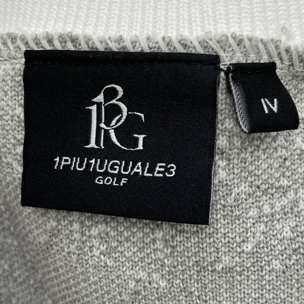 1piu1uguale3 ウノピュウノウグァーレトレ GRK048 POE426 GOLF ゴルフ ロゴジャカード Vネック ニット ベスト ホワイト系 4【中古】