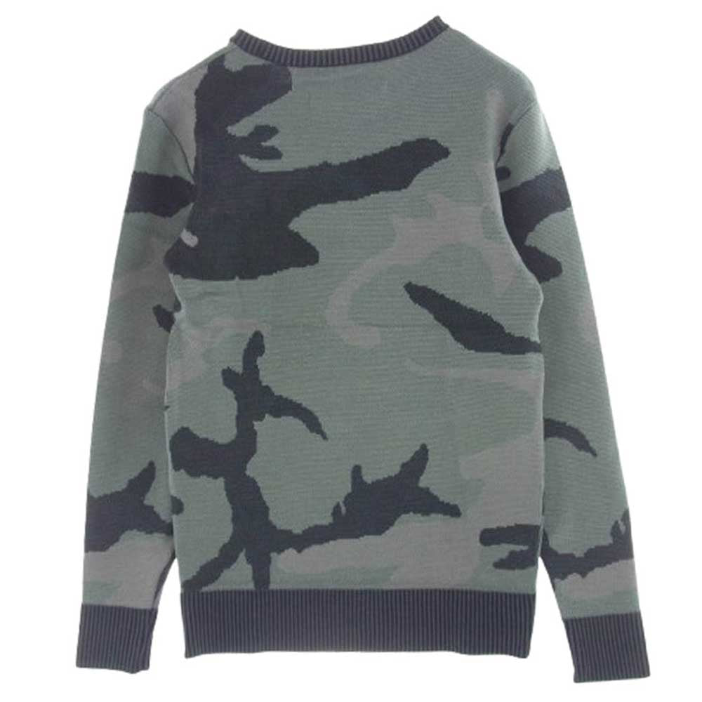 AKM エイケイエム 18AW K159 STONEWASH CAMO CREW ストーンウォッシュ クルーネック ニット セーター ブラック系 グレー系 M【中古】