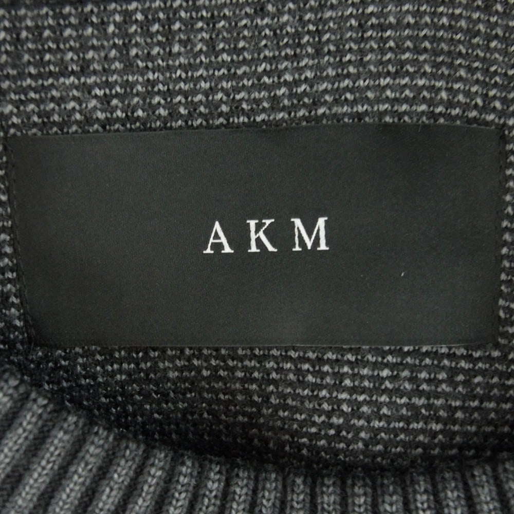 AKM エイケイエム 18AW K159 STONEWASH CAMO CREW ストーンウォッシュ クルーネック ニット セーター ブラック系 グレー系 M【中古】