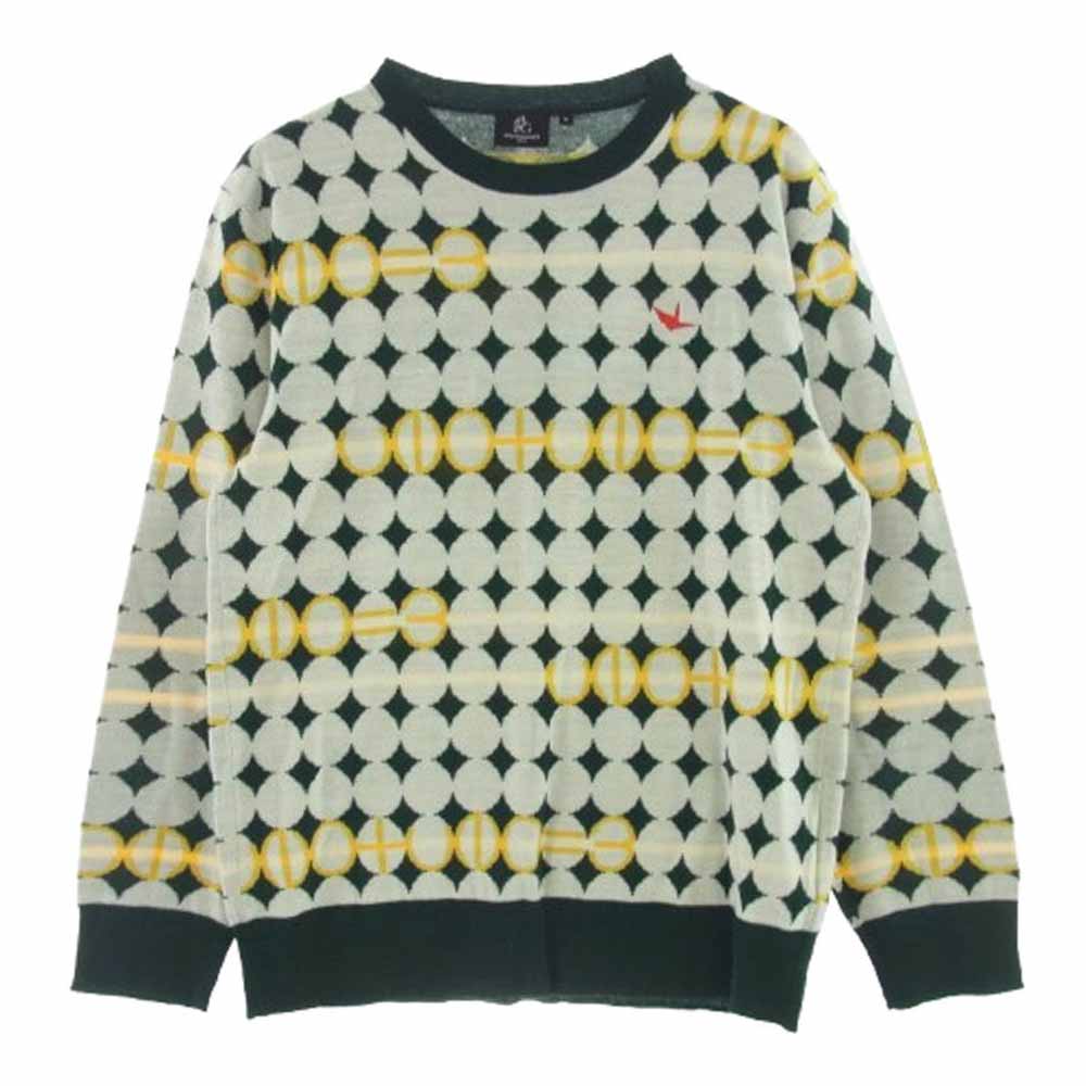 1piu1uguale3 ウノピュウノウグァーレトレ GRK067 WOA017 GOLF ゴルフ PANZETTA GIROLAMO G.CREWKNIT GOLF BALL コラボ 総柄 クルーネック ニット マルチカラー系 3【中古】