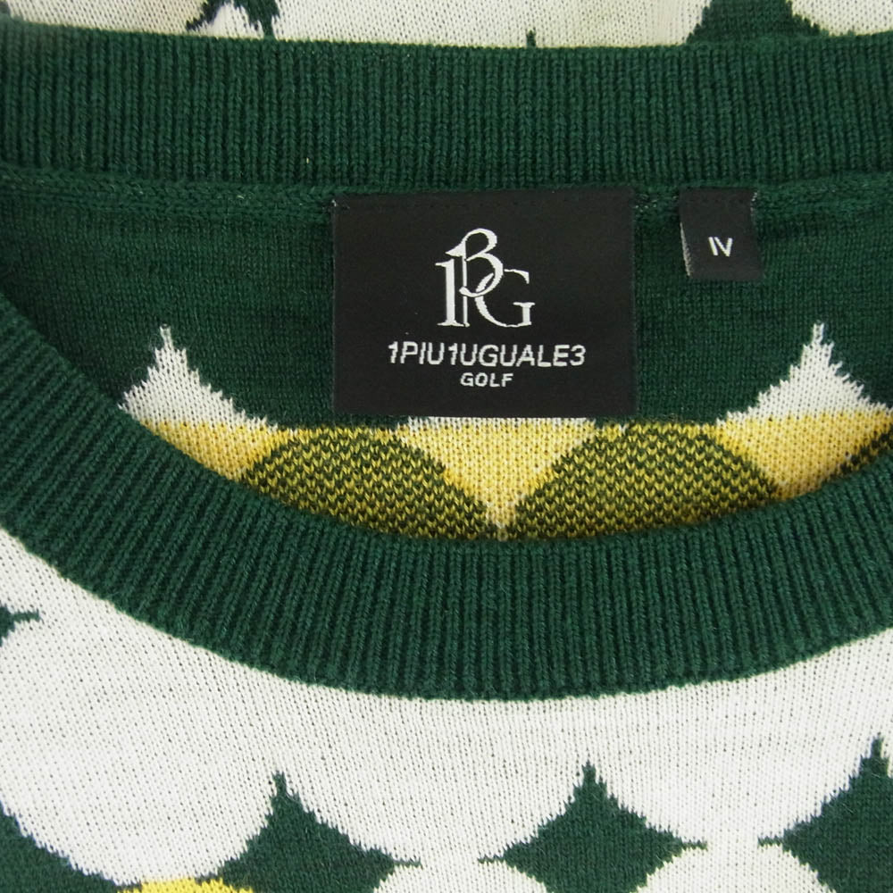 1piu1uguale3 ウノピュウノウグァーレトレ GRK067 WOA017 GOLF ゴルフ PANZETTA GIROLAMO G.CREWKNIT GOLF BALL コラボ 総柄 クルーネック ニット マルチカラー系 3【中古】