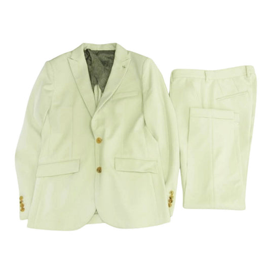 1piu1uguale3 ウノピュウノウグァーレトレ MRB612 POE386 折り鶴ピン付属 2B JACKET テーラードジャケット センタークリース 裾ダブル スラックスパンツ セットアップ オフホワイト系 VI【中古】