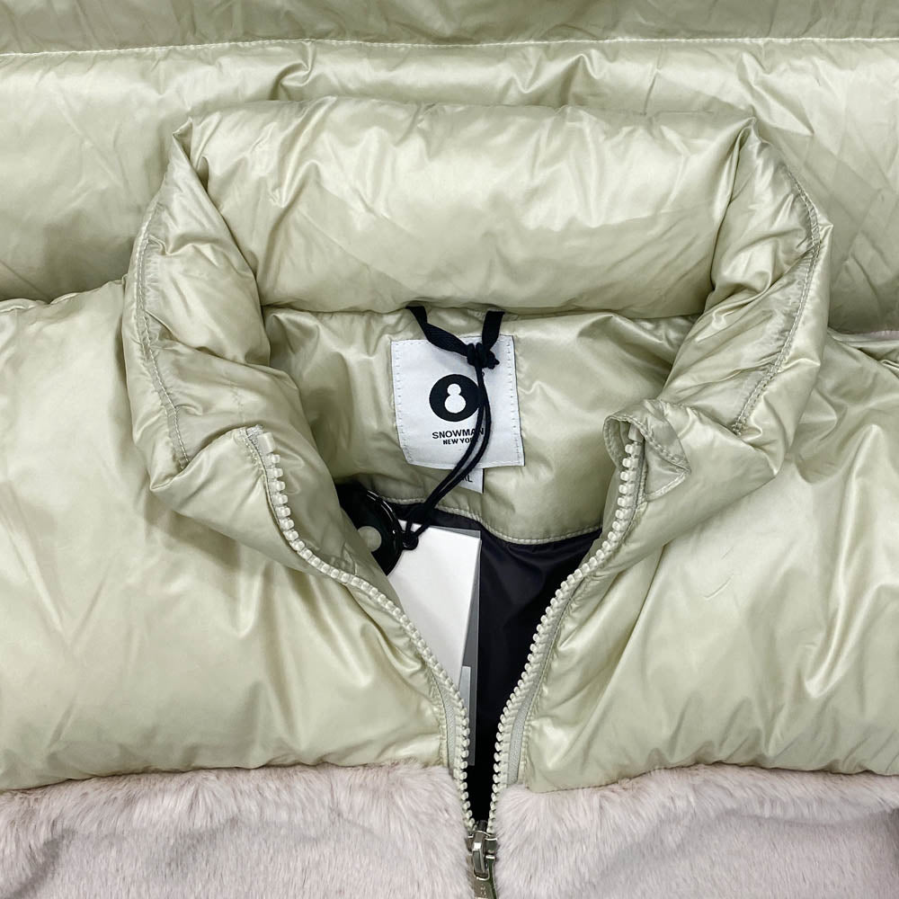 AKM エイケイエム × SNOWMAN スノーマン BOND SILVERGREY CREAM フェイクファー 切替 ダウンジャケット SILVER GRAY XL【中古】