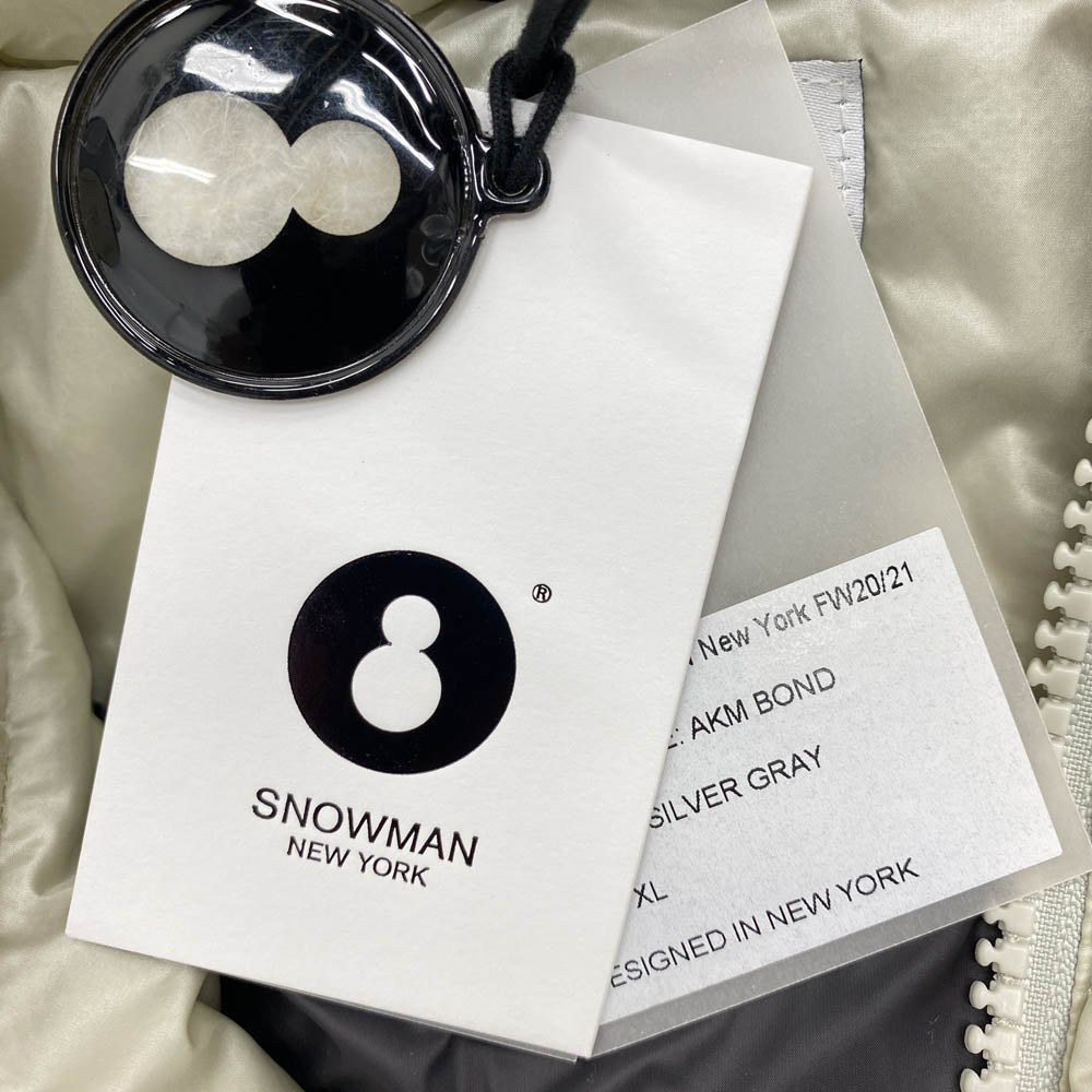 AKM エイケイエム × SNOWMAN スノーマン BOND SILVERGREY CREAM フェイクファー 切替 ダウンジャケット SILVER GRAY XL【中古】