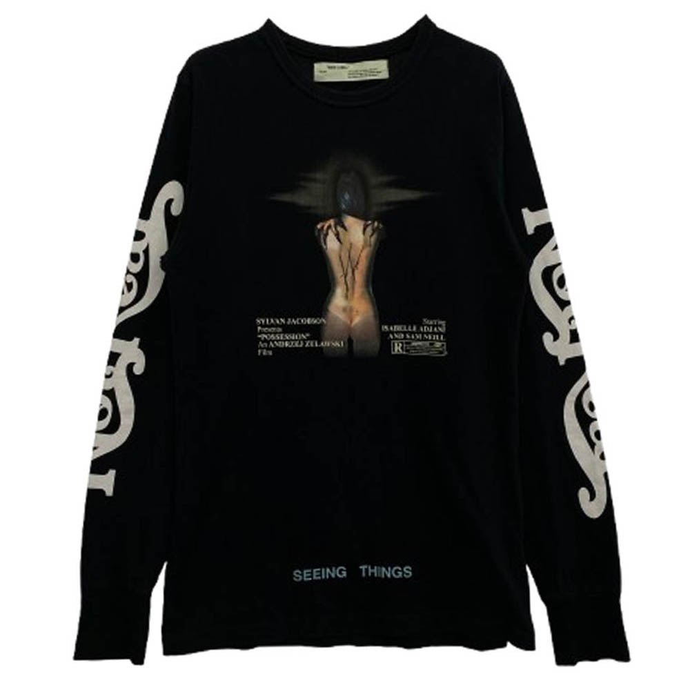OFF-WHITE オフホワイト 17AW OMAB001F17185056 VIRGIL ABLOH期 WOMAN MOVIE TEE ウーマン ムービー ロング スリーブ 長袖 Tシャツ ブラック系 M【中古】
