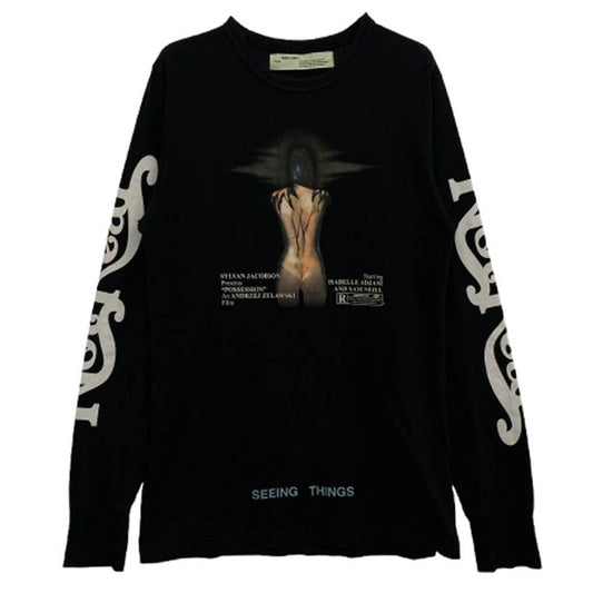 OFF-WHITE オフホワイト 17AW OMAB001F17185056 VIRGIL ABLOH期 WOMAN MOVIE TEE ウーマン ムービー ロング スリーブ 長袖 Tシャツ ブラック系 M【中古】