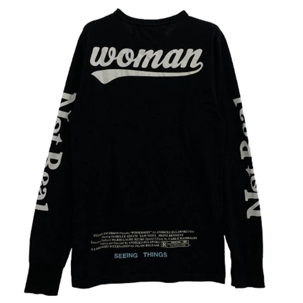OFF-WHITE オフホワイト 17AW OMAB001F17185056 VIRGIL ABLOH期 WOMAN MOVIE TEE ウーマン ムービー ロング スリーブ 長袖 Tシャツ ブラック系 M【中古】