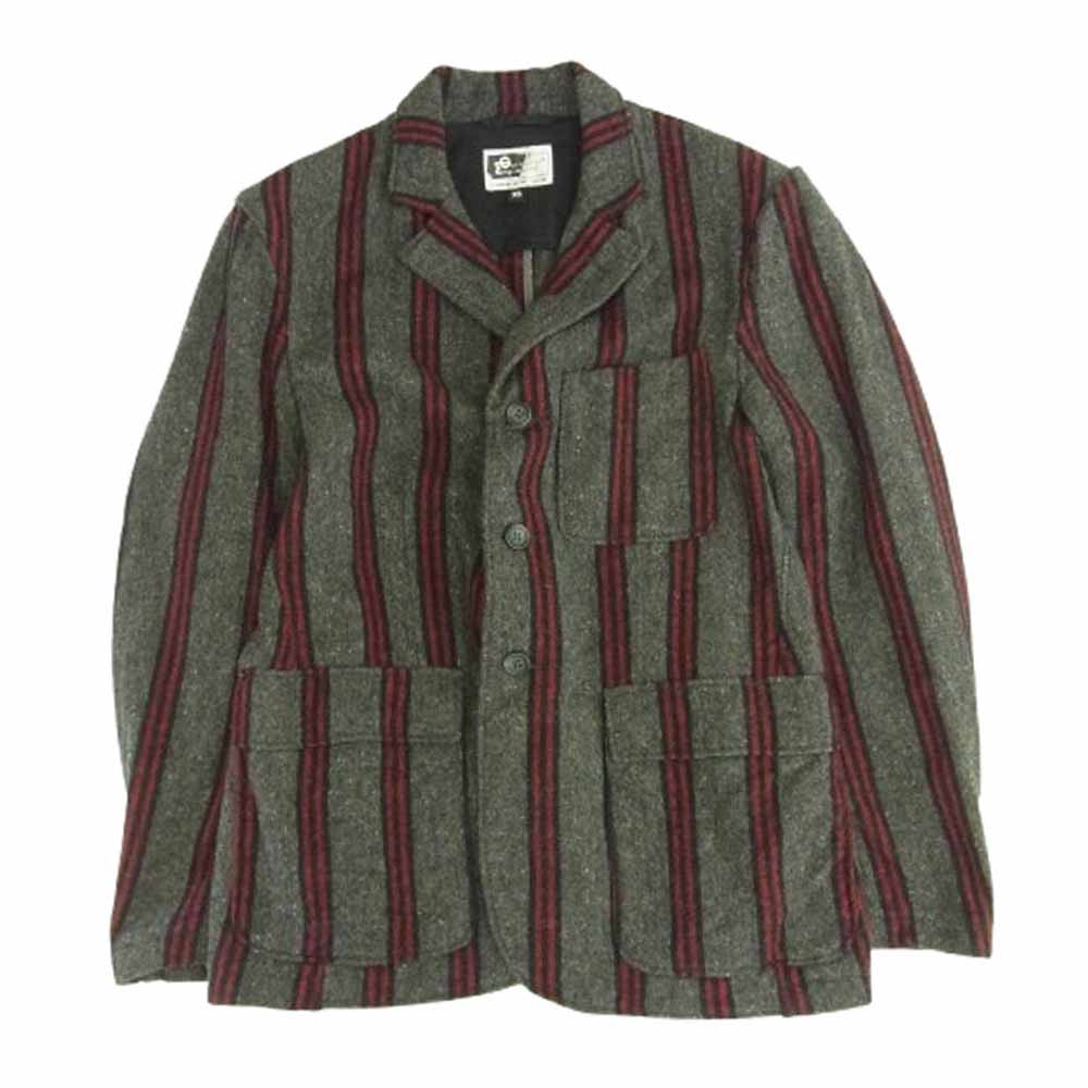 Engineered Garments エンジニアードガーメンツ 3ピース ウール100% ストライプ ベイカージャケット ベスト パンツ グレー系 XS パンツ30、ベストS【中古】