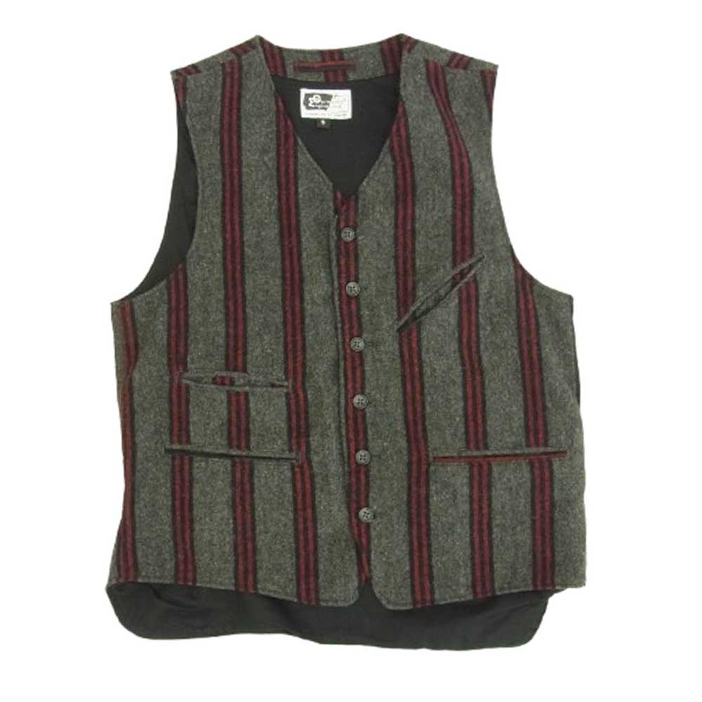 Engineered Garments エンジニアードガーメンツ 3ピース ウール100% ストライプ ベイカージャケット ベスト パンツ グレー系 XS パンツ30、ベストS【中古】