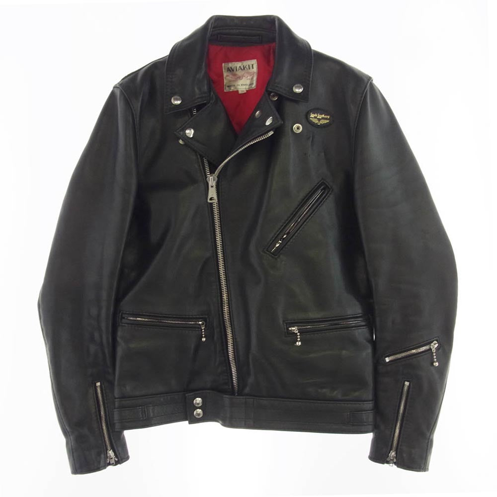 Lewis Leathers ルイスレザー 441T TIGHT FIT CYCLONE サイクロン タイトフィット 裏地赤キルティング レザー ダブルライダース ジャケット ブラック系 38【中古】