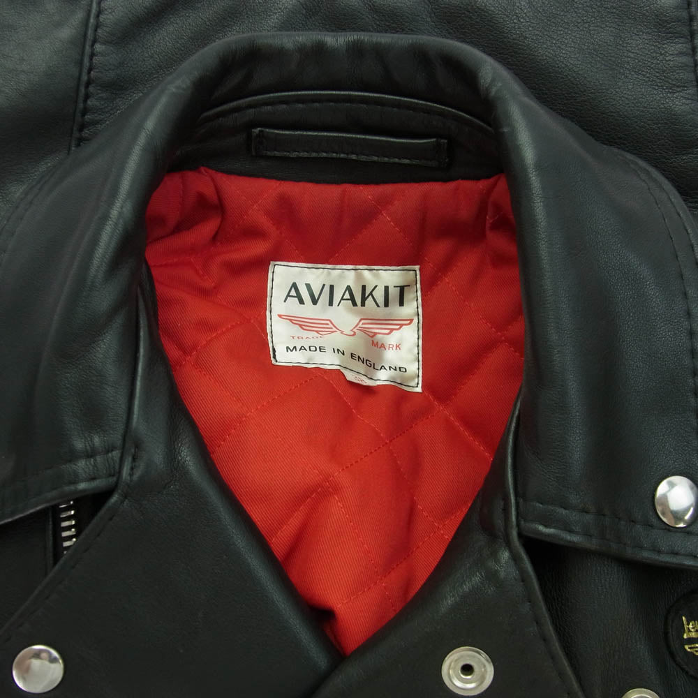 Lewis Leathers ルイスレザー 441T TIGHT FIT CYCLONE サイクロン タイトフィット 裏地赤キルティング レザー ダブルライダース ジャケット ブラック系 38【中古】
