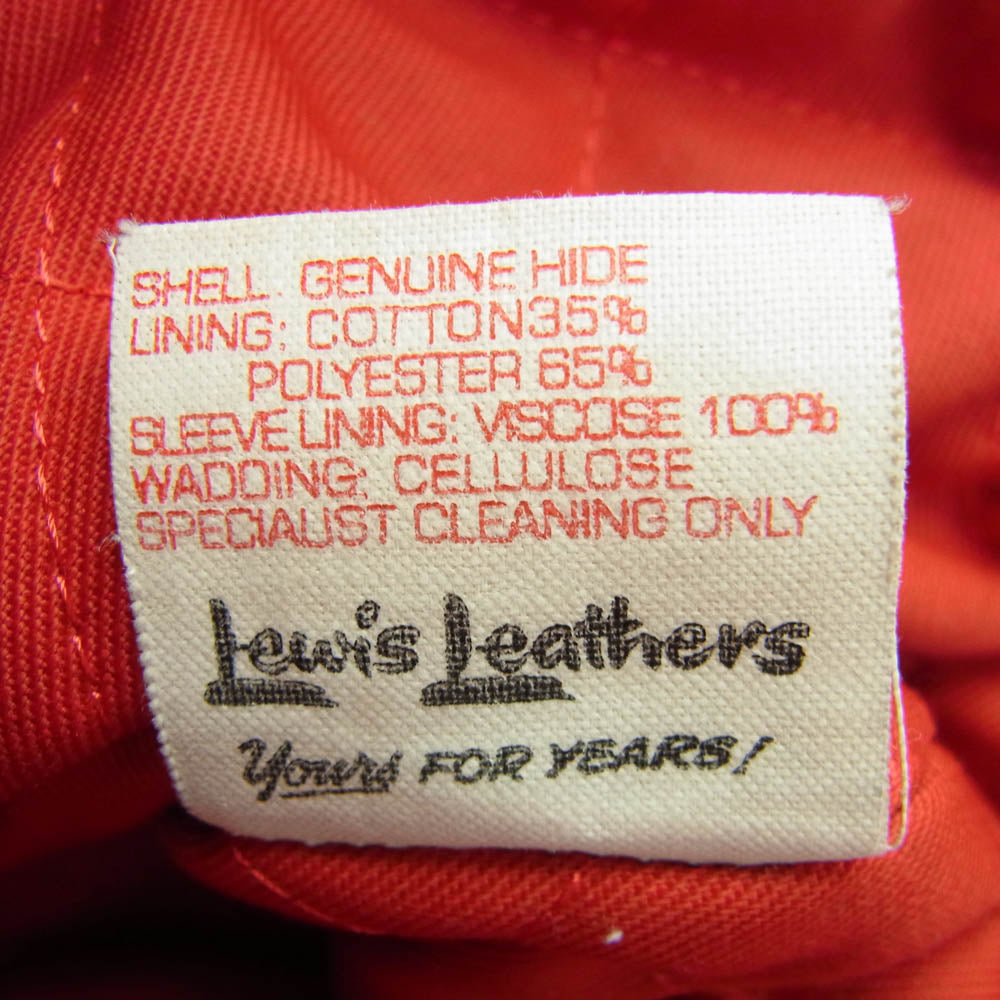 Lewis Leathers ルイスレザー 441T TIGHT FIT CYCLONE サイクロン タイトフィット 裏地赤キルティング レザー ダブルライダース ジャケット ブラック系 38【中古】