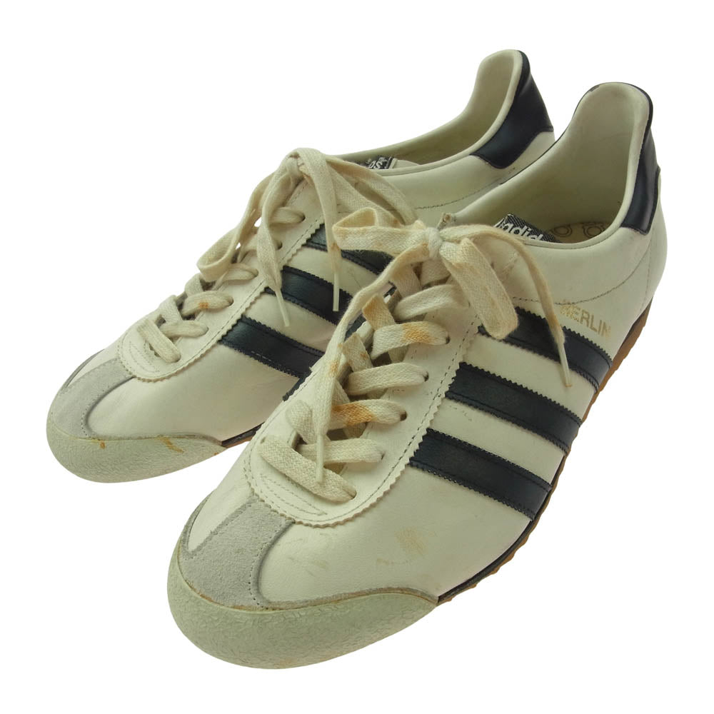 adidas アディダス 【観賞用】BERLIN 90s ヴィンテージ 日本製 ベルリン ローカット ブラック系 オフホワイト系 25.5cm【中古】